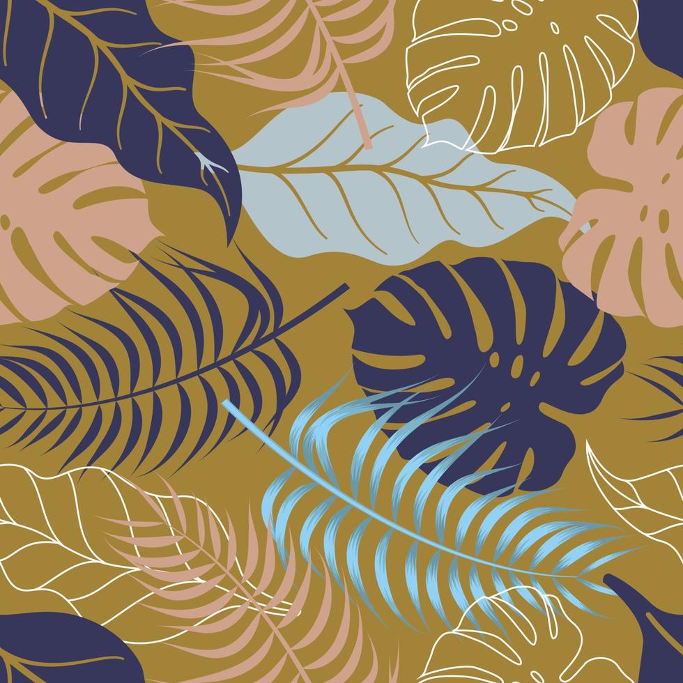 Abstract Floral seamless pattern with leaves. tropical background vector