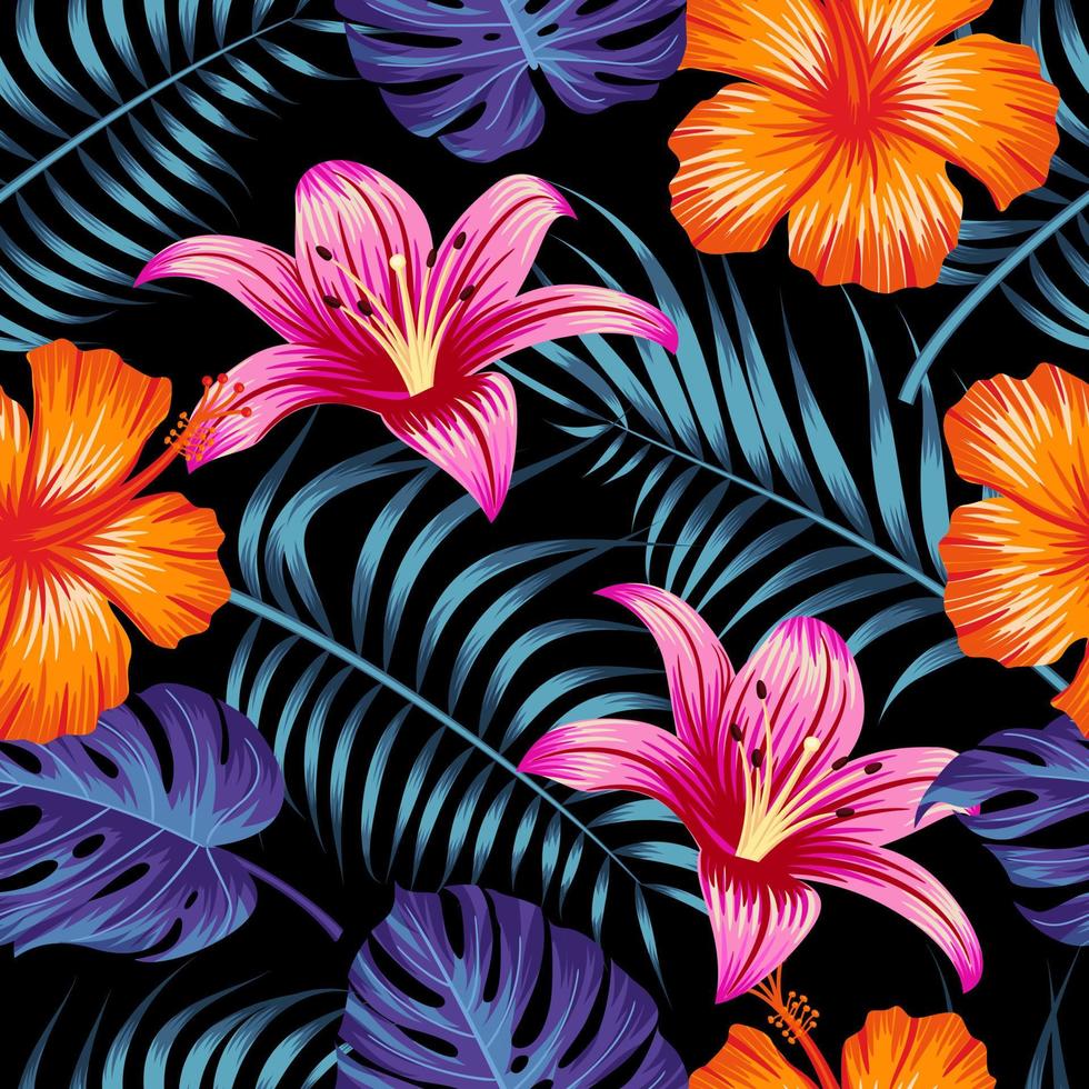 patrón floral transparente con hojas. fondo tropical vector