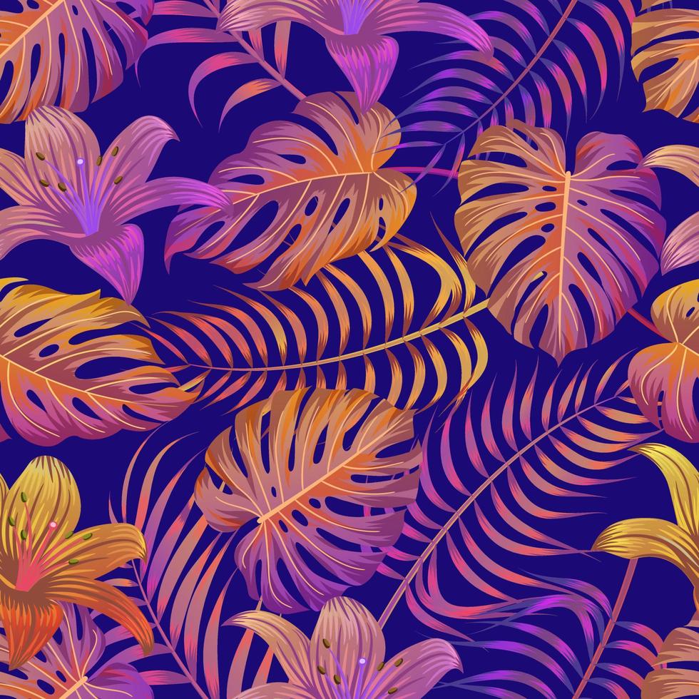 Floral seamless pattern with leaves. tropical background vector