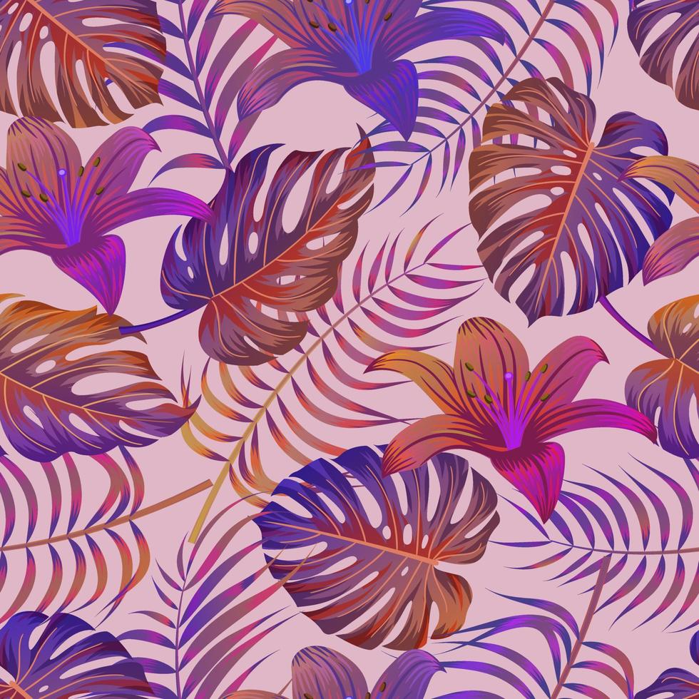 Floral seamless pattern with leaves. tropical background vector