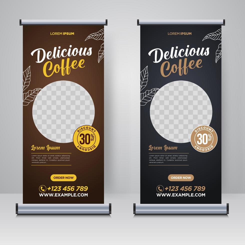 Coffee Shop rollup or X banner design template vector