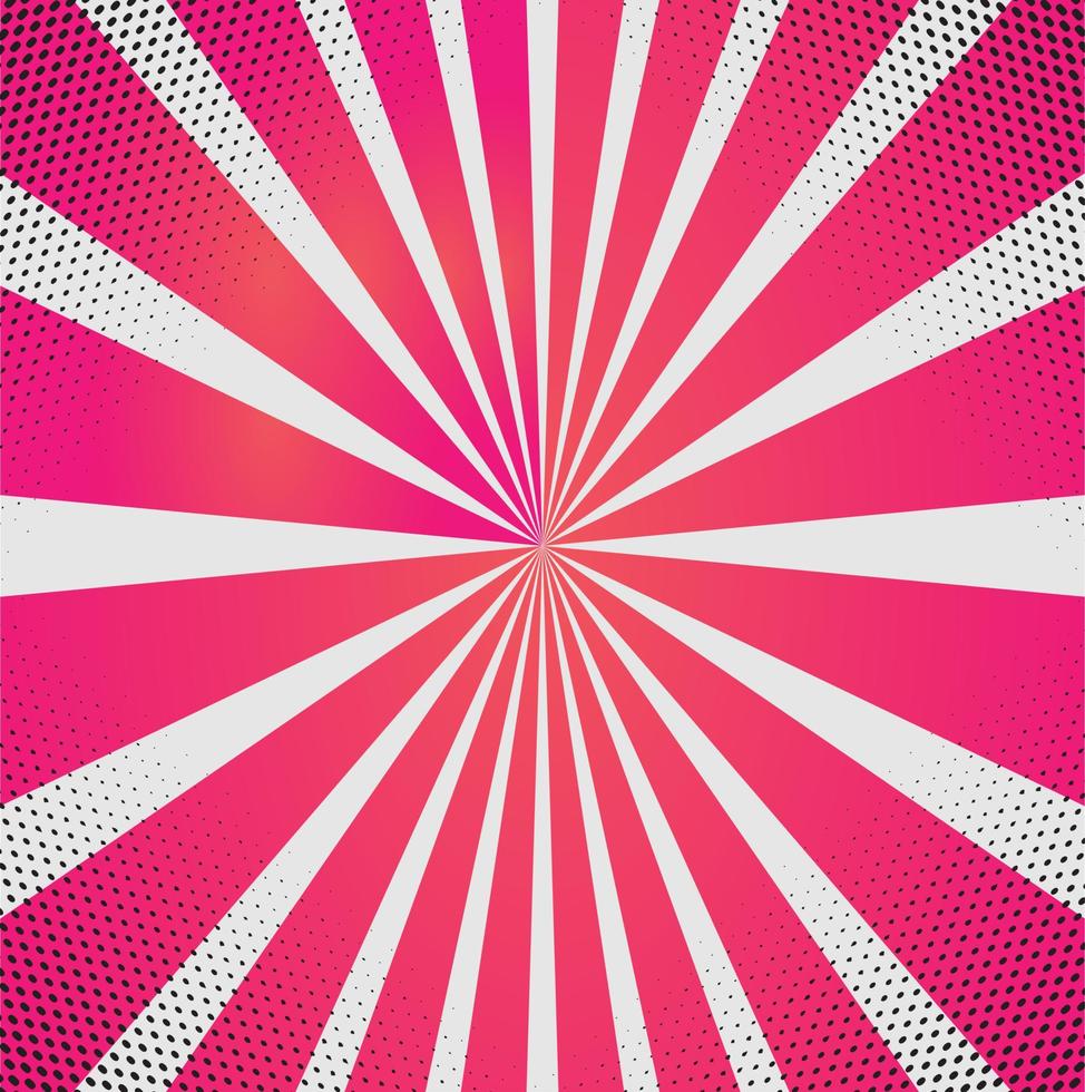 Comic background with sunburst vector bright dynamic cartoon illustration in retro pop art style isolated on red gradient background.