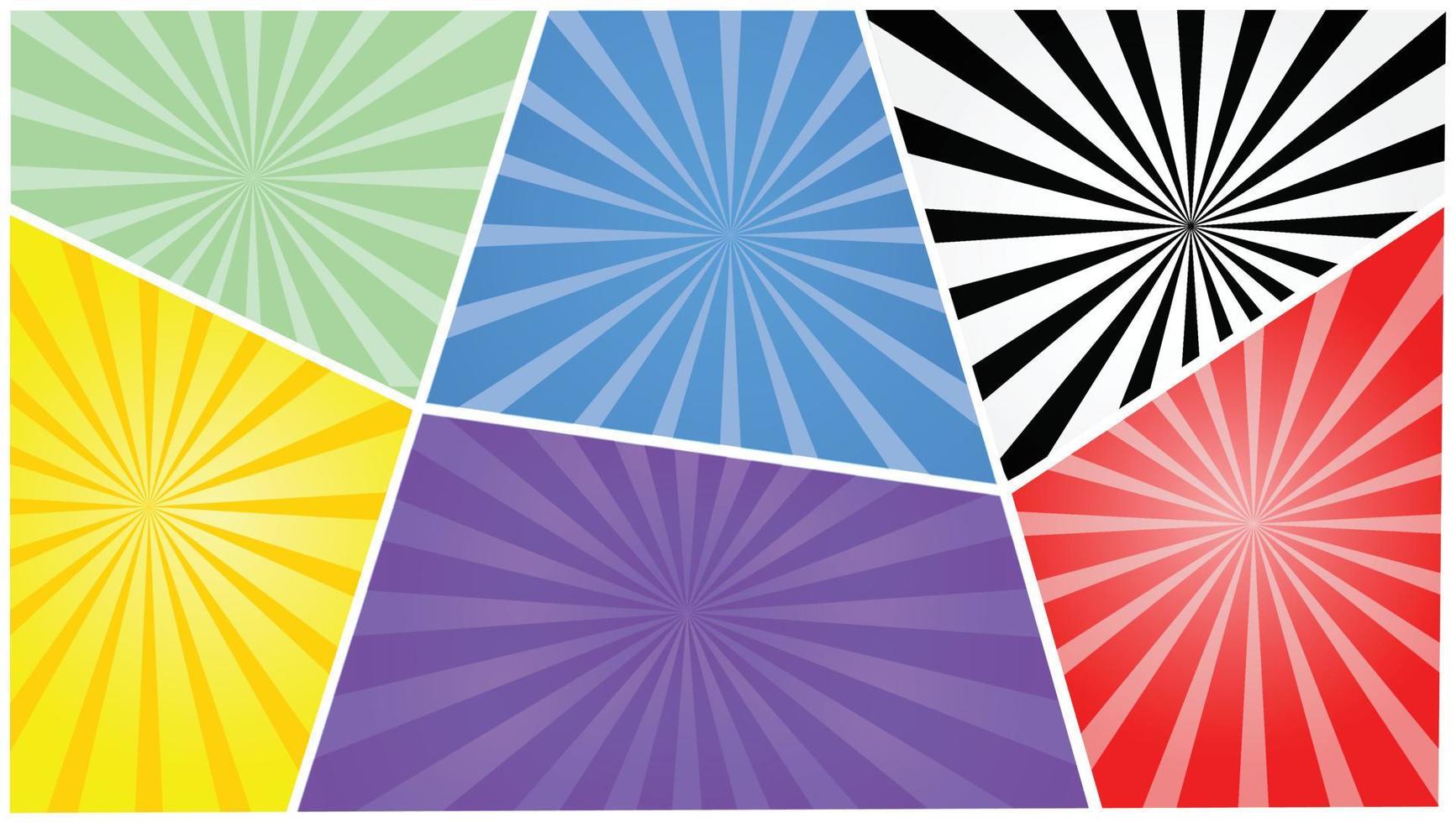 Comic background with sunburst vector bright dynamic cartoon illustration in retro pop art style isolated on red gradient background.