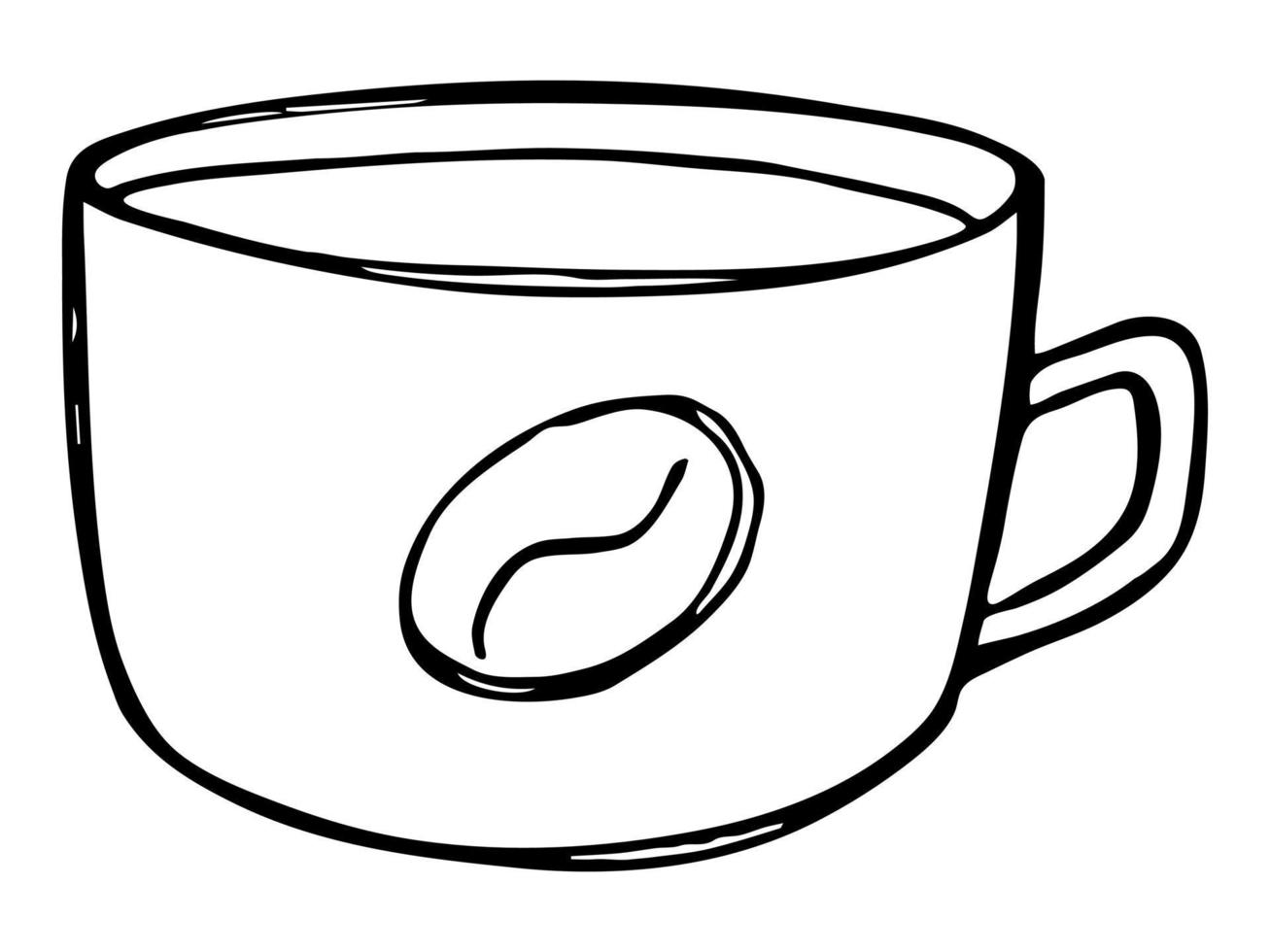 linda taza de café ilustración. imágenes prediseñadas de taza simple. acogedor hogar garabato vector