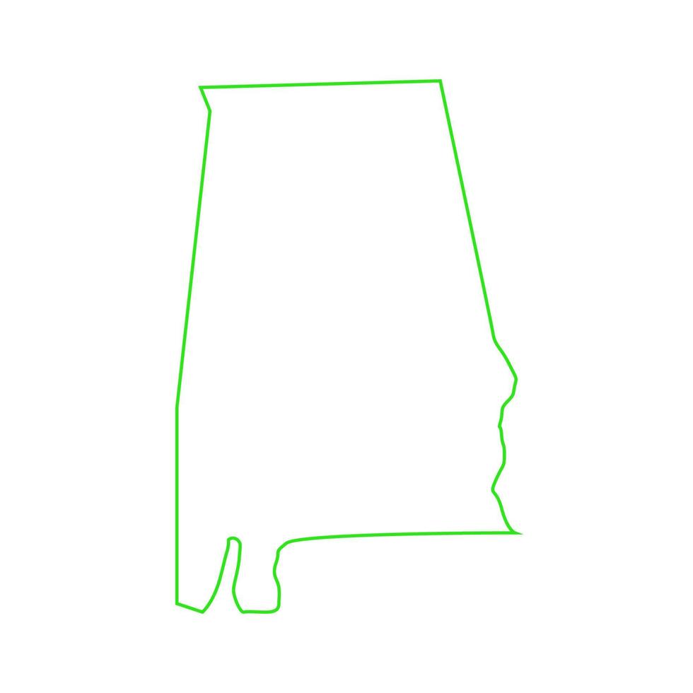 Mapa de Alabama sobre fondo blanco. vector