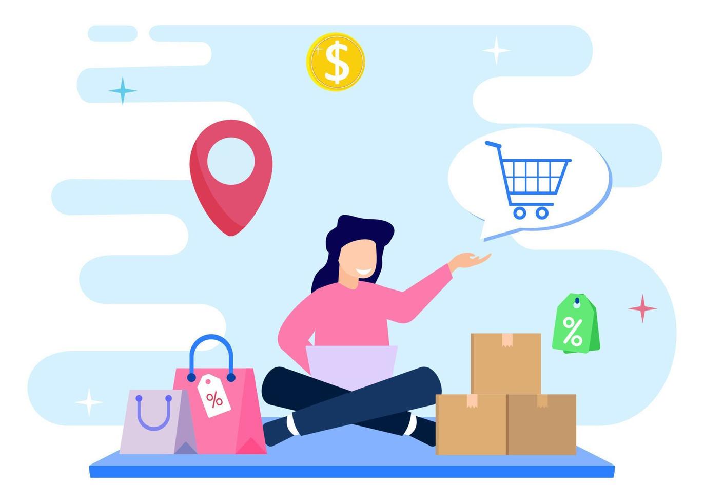 Illustration vector graphic cartoon character of online shopping