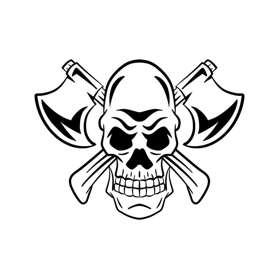 illustration Skull Axe Design Vector