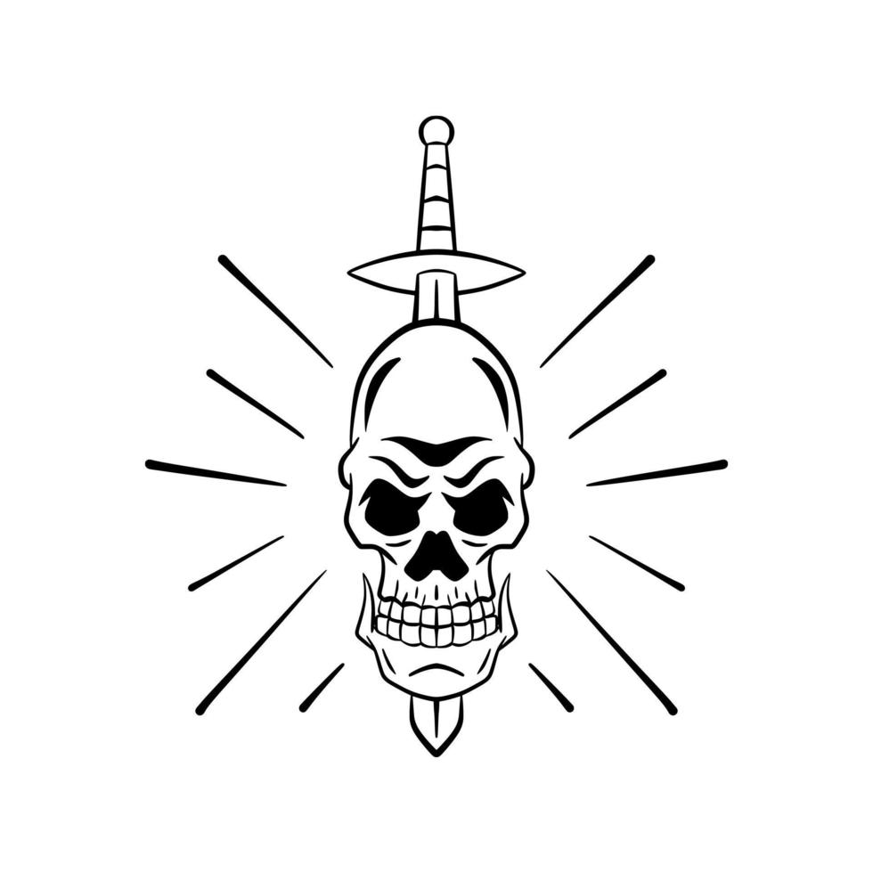 illustration Skull Sword Design Vector