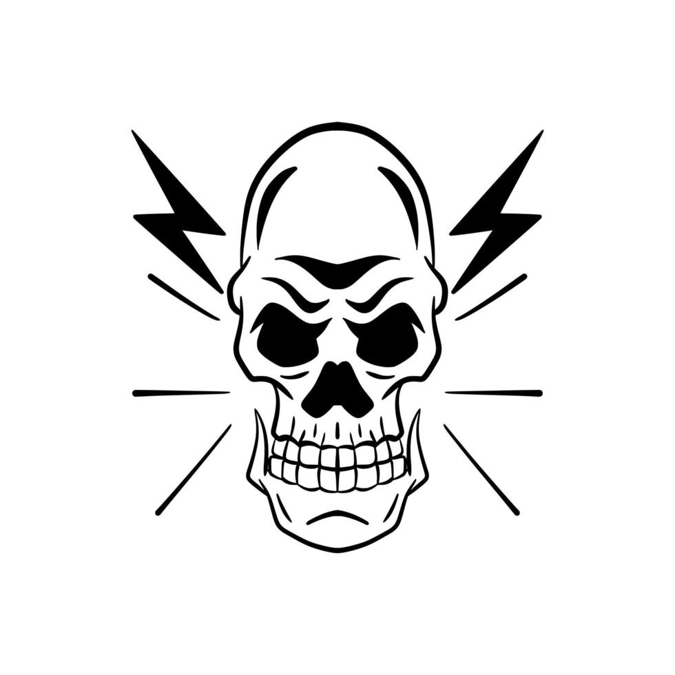 illustration Skull Thunder Design Vector