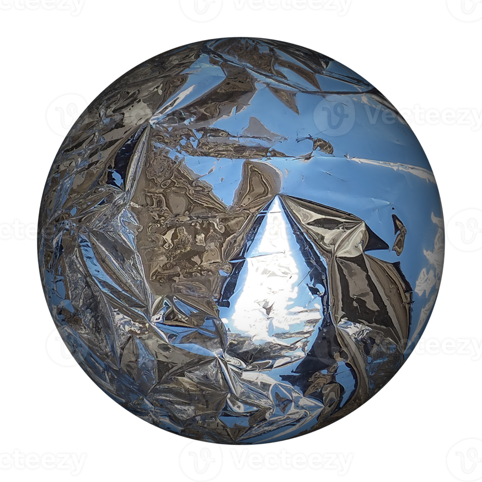 fundo transparente de esfera de metal cromado brilhante png