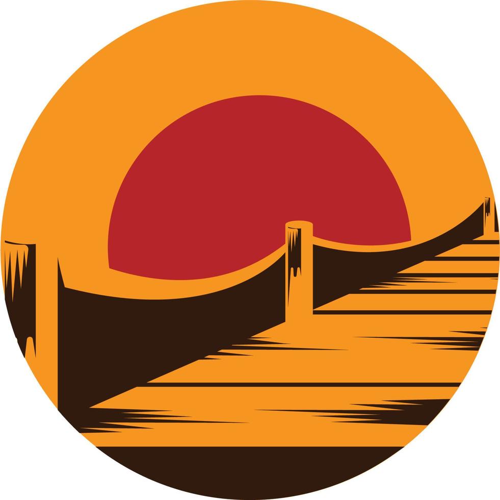 logo vector puente puesta de sol