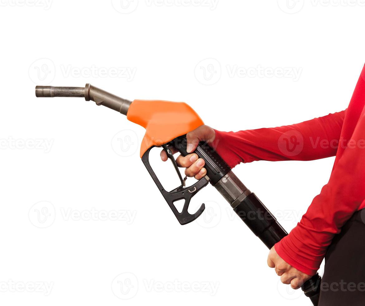 Gas Station Worker and service on white background photo