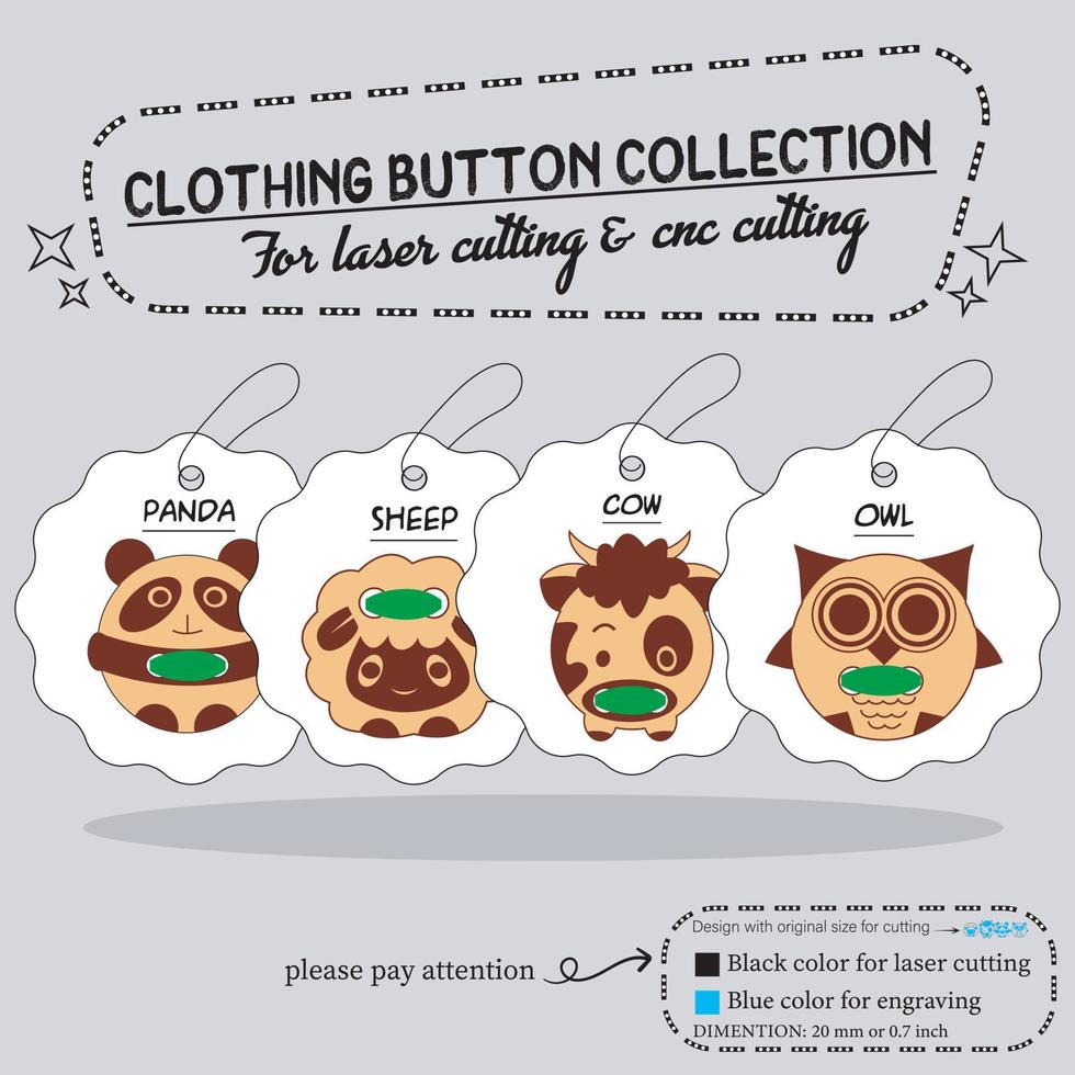 button collection for laser cutting vector