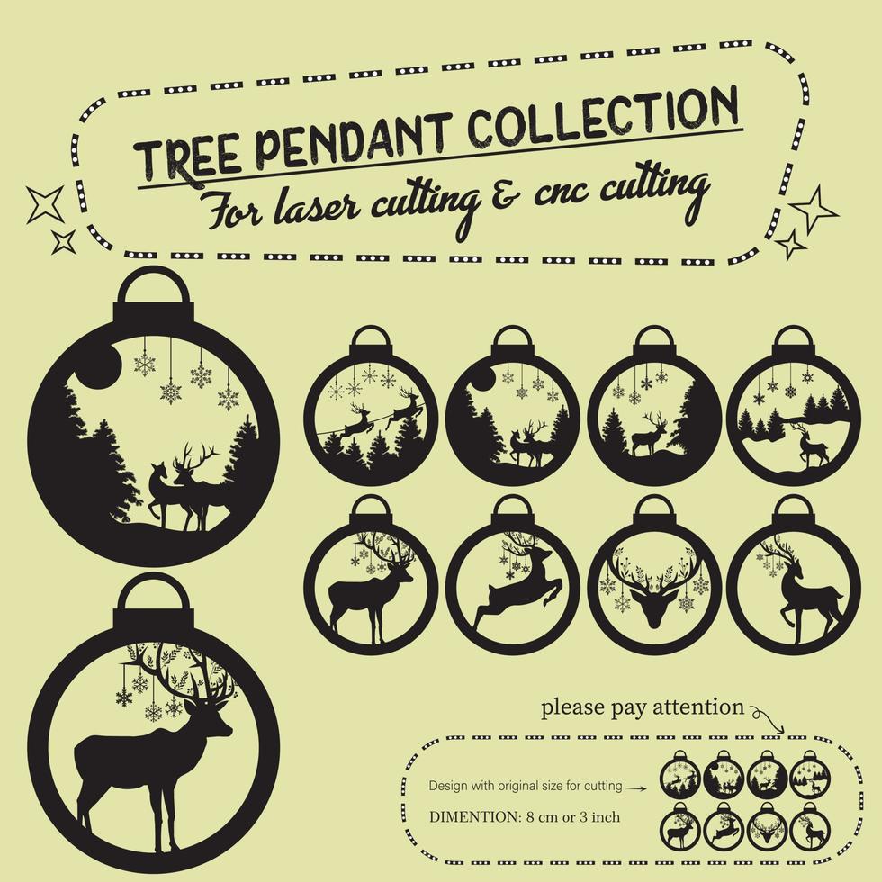 tree pendant collection for laser cutting vector