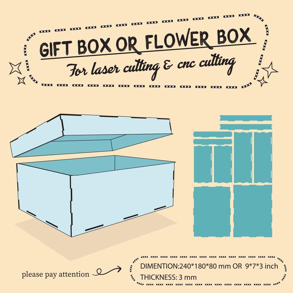 flower box or gift box for laser cutting vector