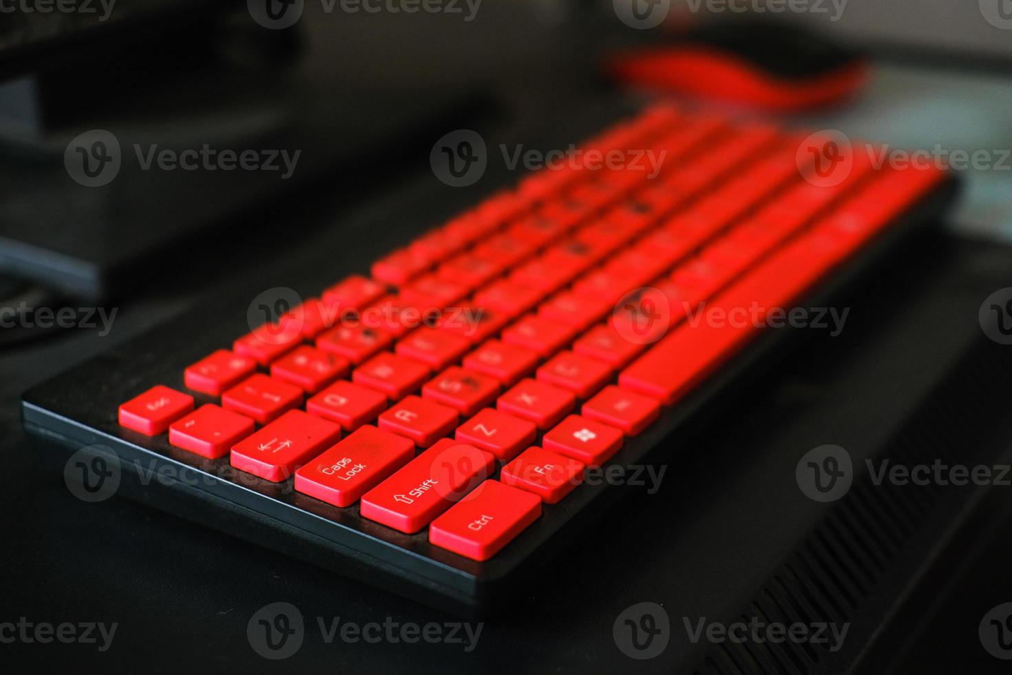 Close-up shot of red computer keyboard photo