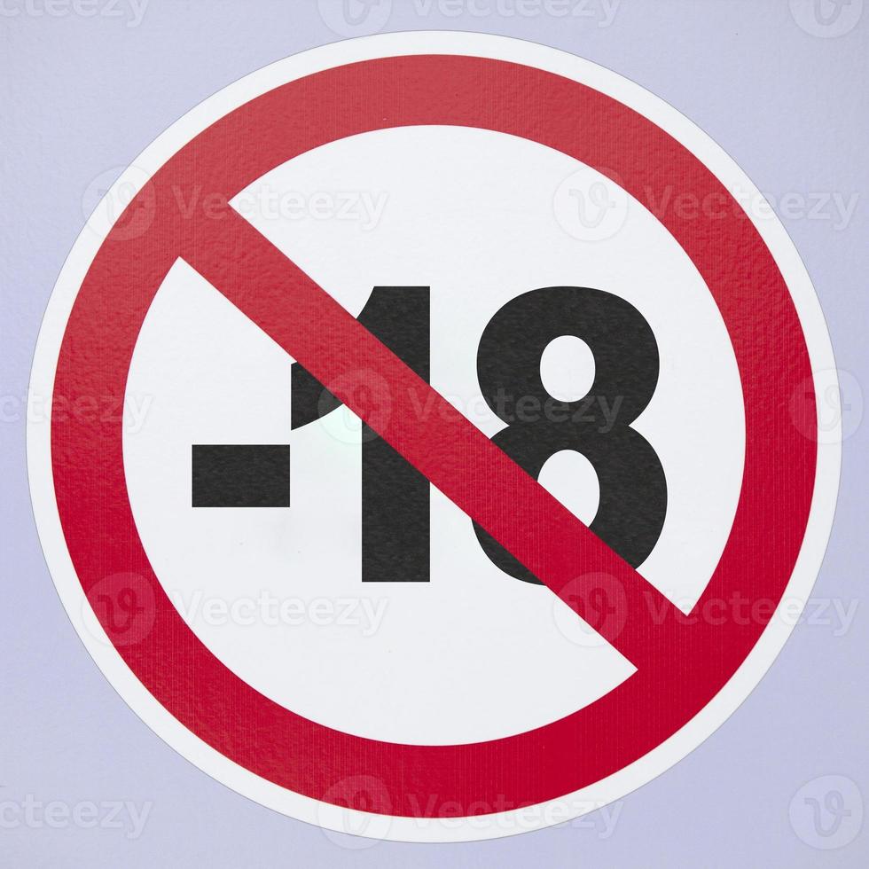 No under 18 Sign photo