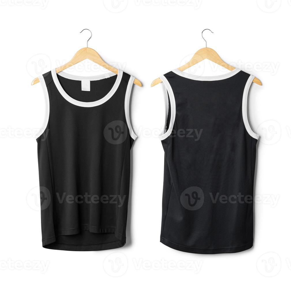 Realistic sport Tank top mockup hanging front and back view isolated on white background with clipping path photo