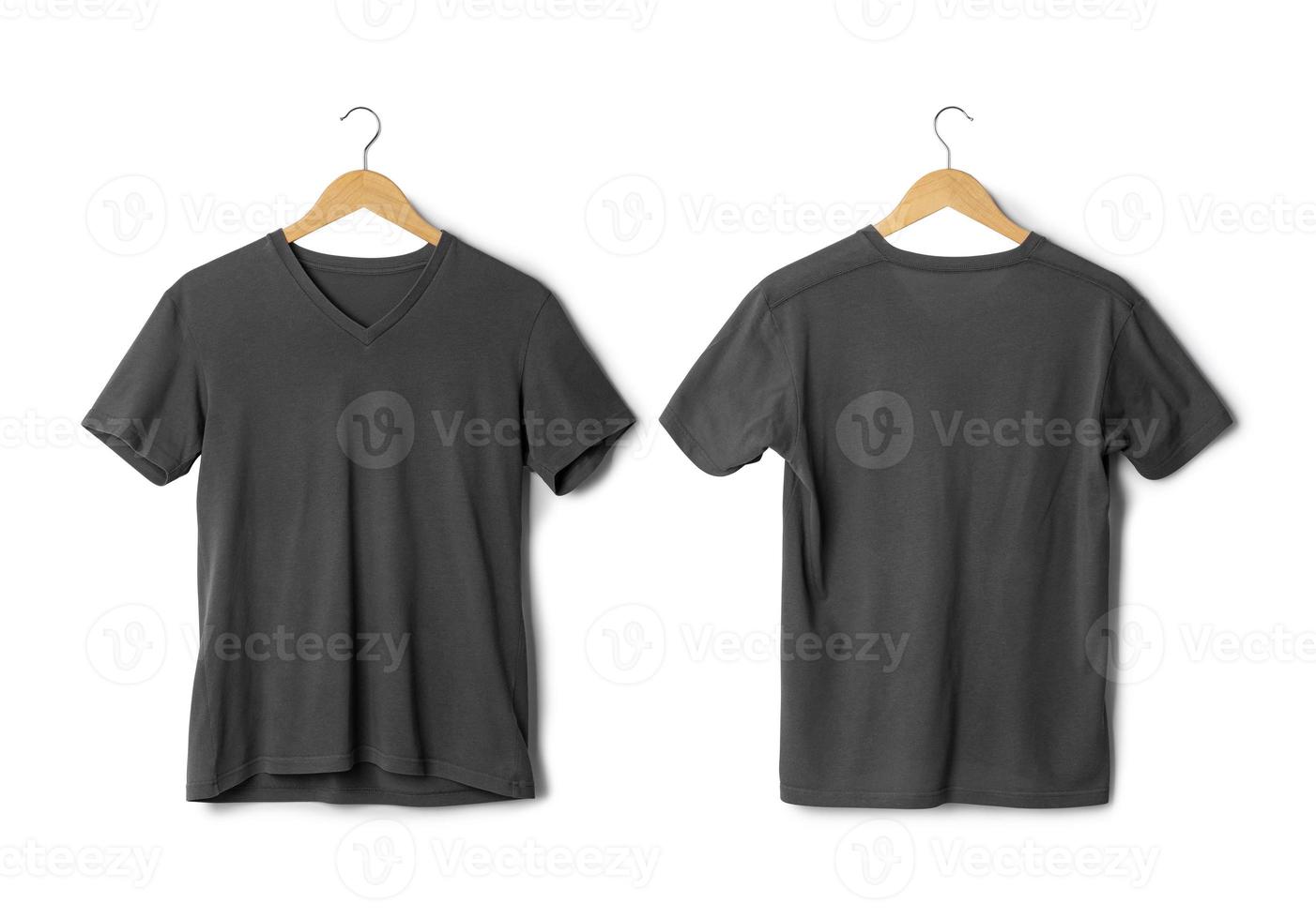 Gray T shirt mockup hanging isolated on white background with clipping path photo