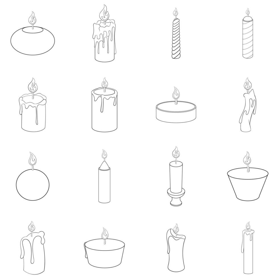esquema de conjunto de iconos de vela diferente vector
