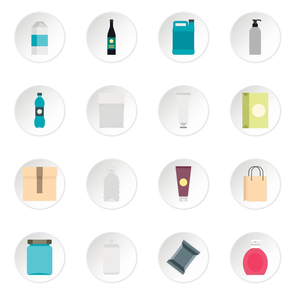 Packaging items set flat icons vector