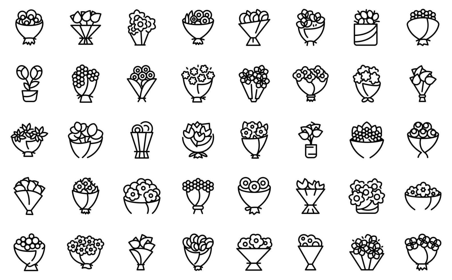 Bouquet icon, outline style vector