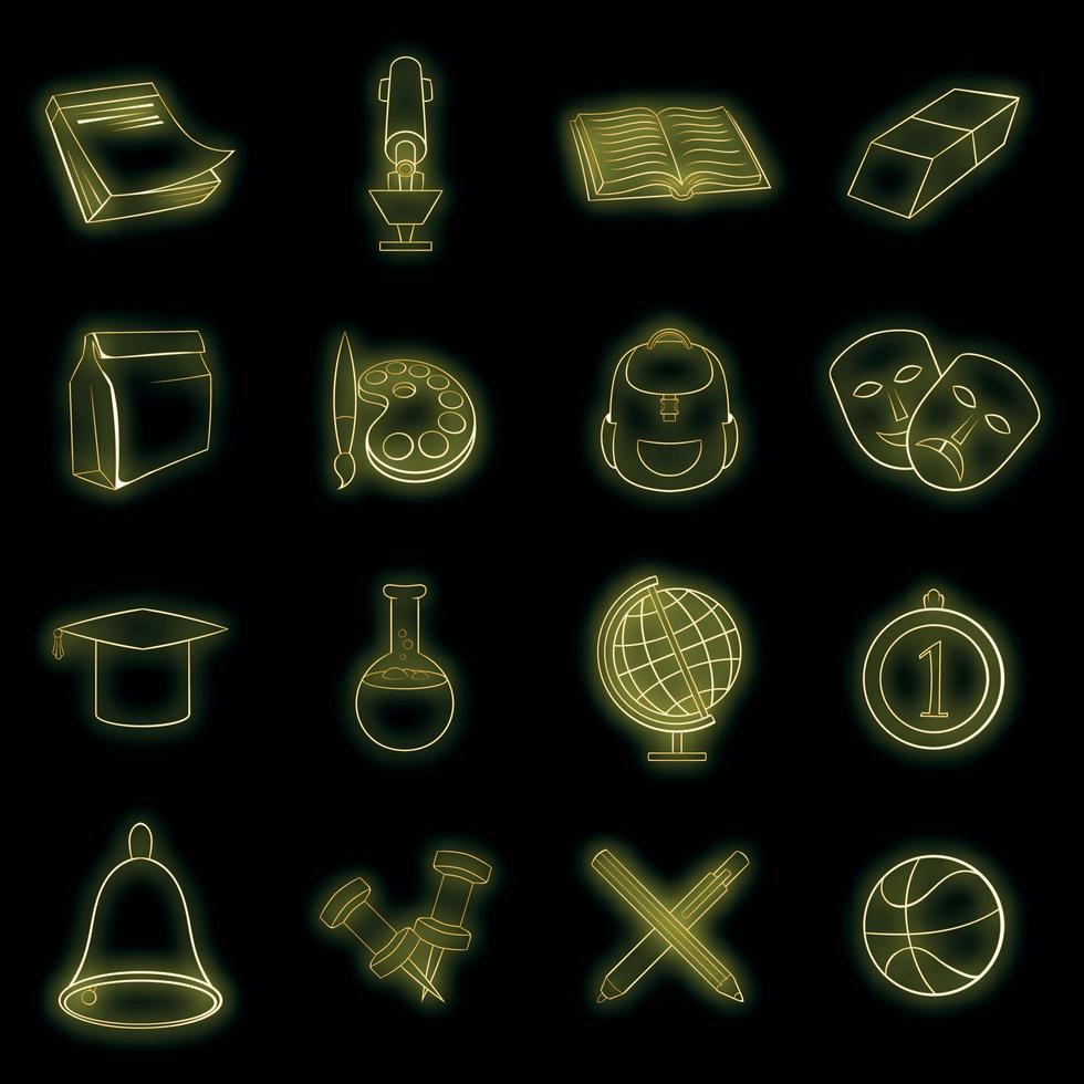 School icons set vector neon