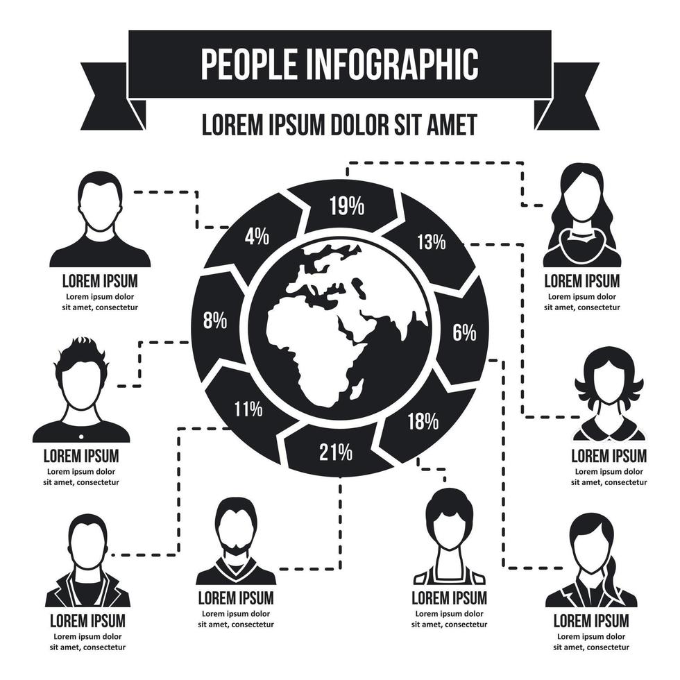 concepto infográfico de personas, estilo simple vector