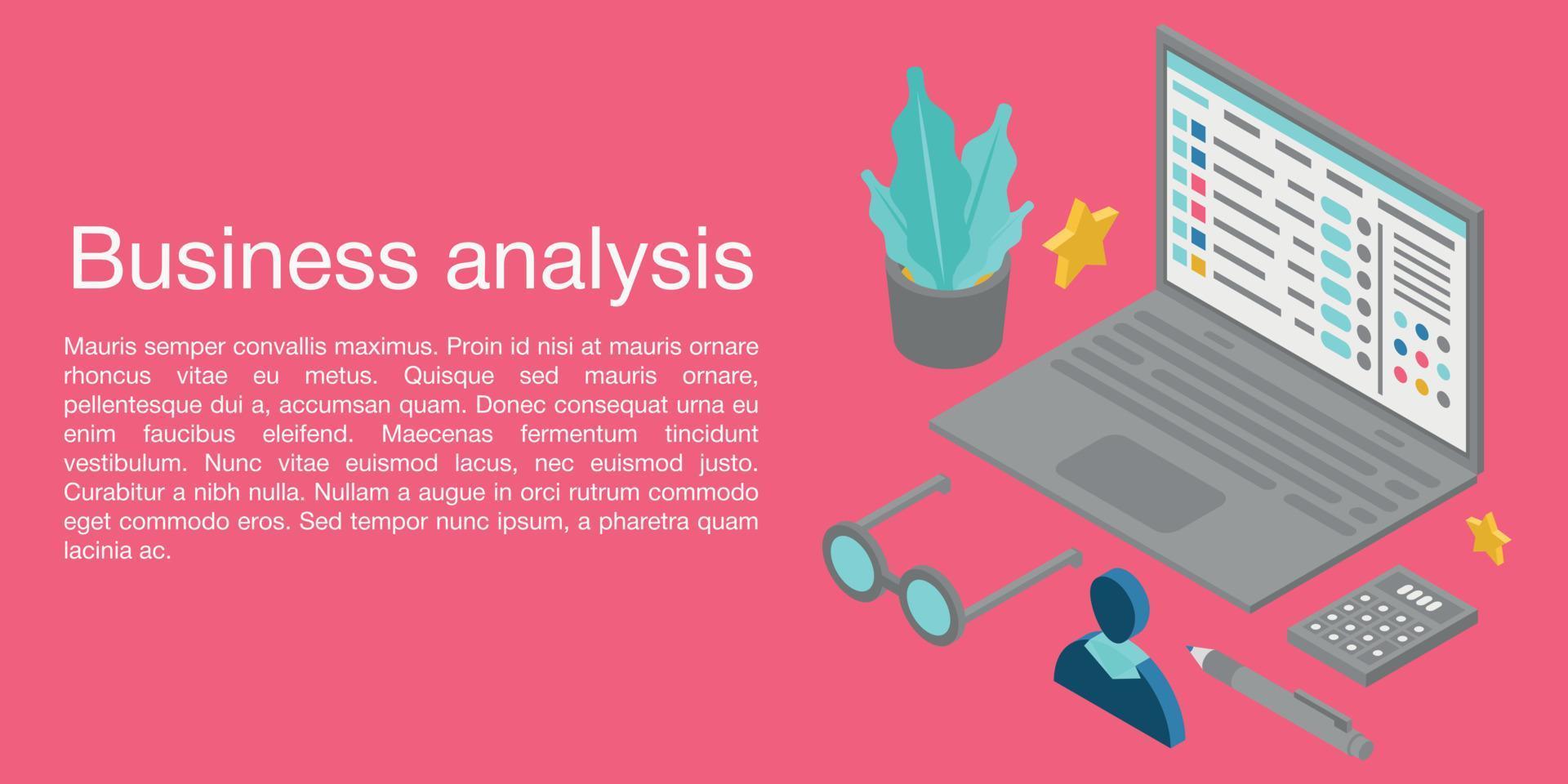 Business analysis concept banner, isometric style vector