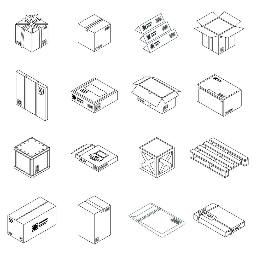 conjunto de iconos de paquete esquema vectorial vector