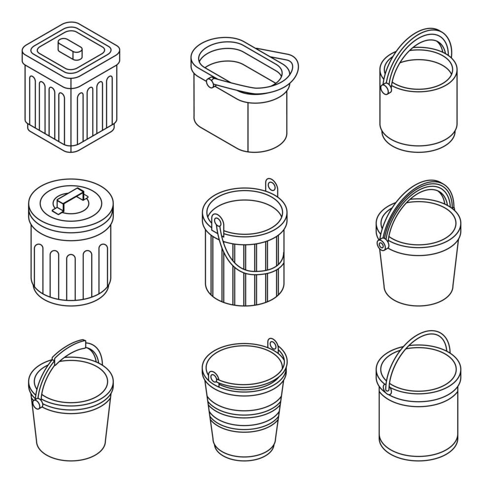 Bucket icon set vector outine