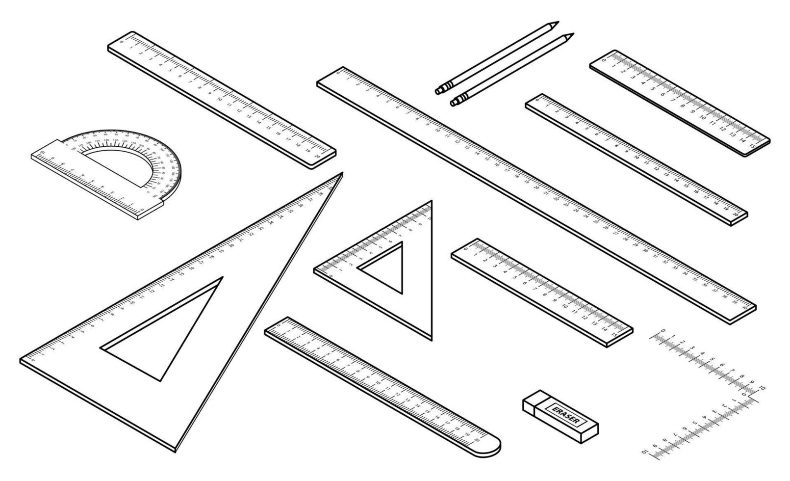 Ruler icon set vector outine