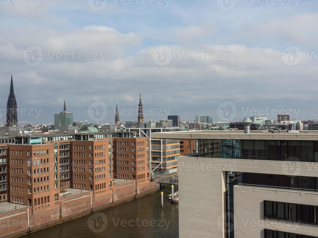 the city of Hamburg at the river elbe photo