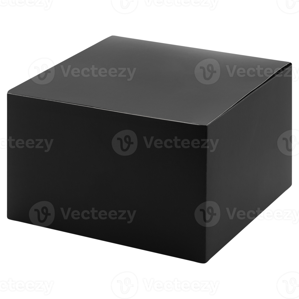 Black packaging box mockup cutout, Png file