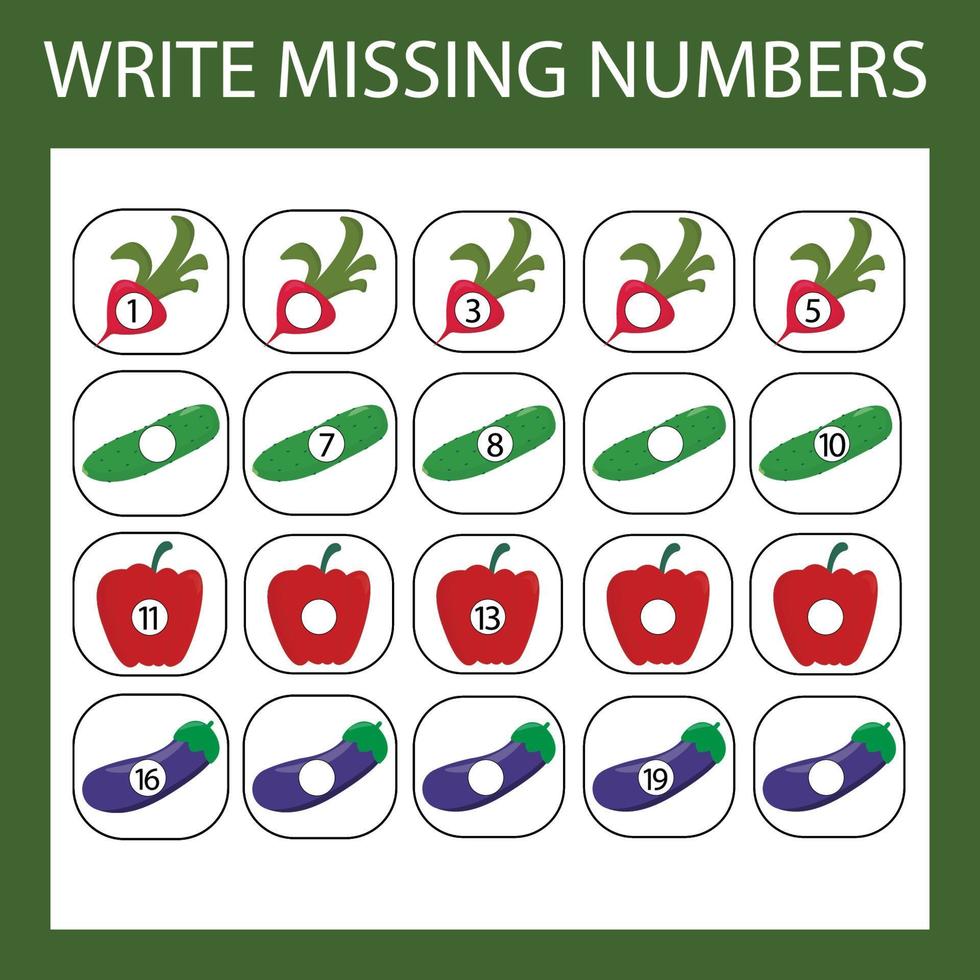 The task is to write in the lost numbers from 1 to 20. 8532728 Vector