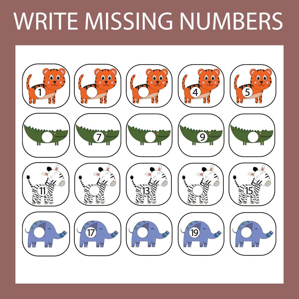 The task is to write in the lost numbers from 1 to 20. vector