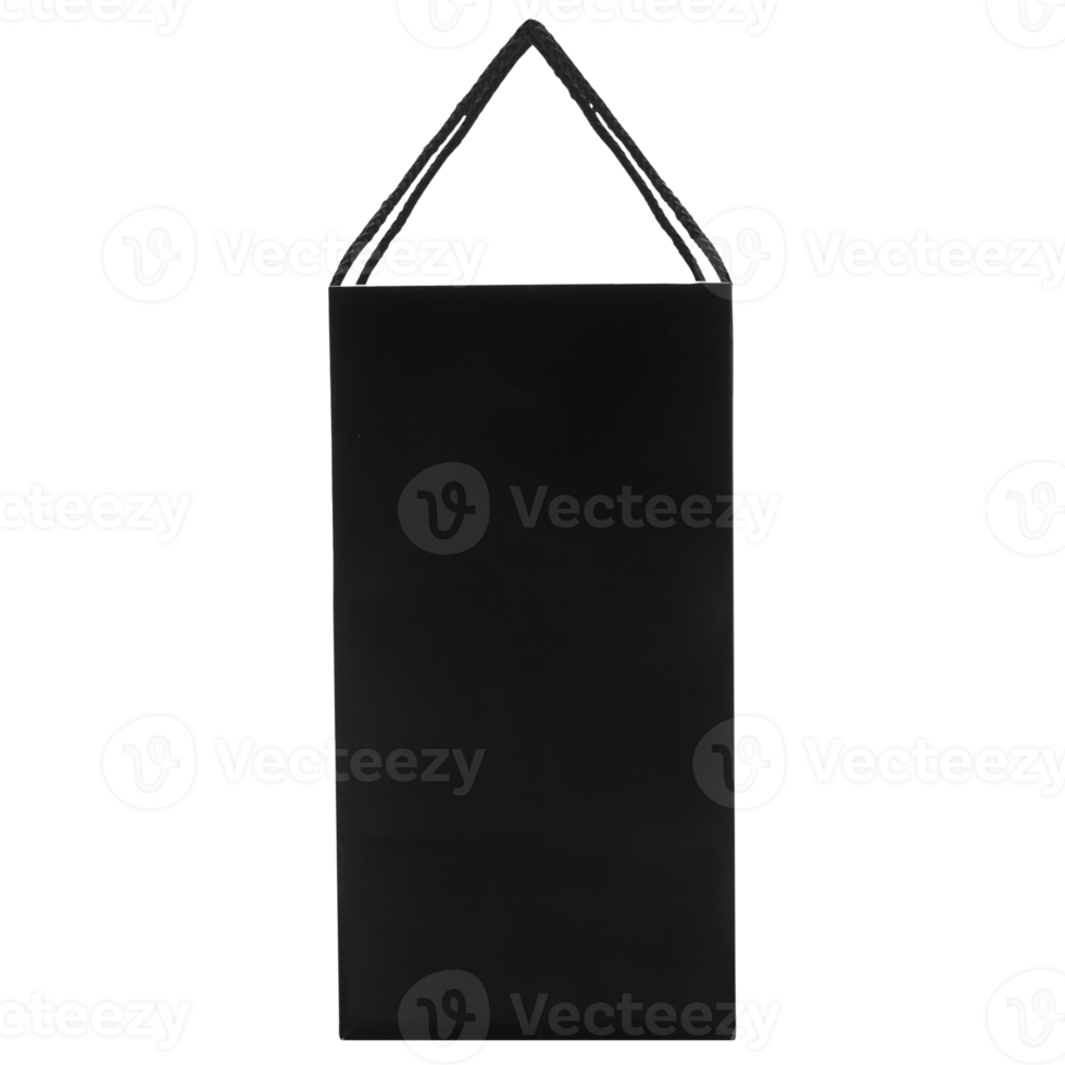 Black paper bag mockup cutout, Png file