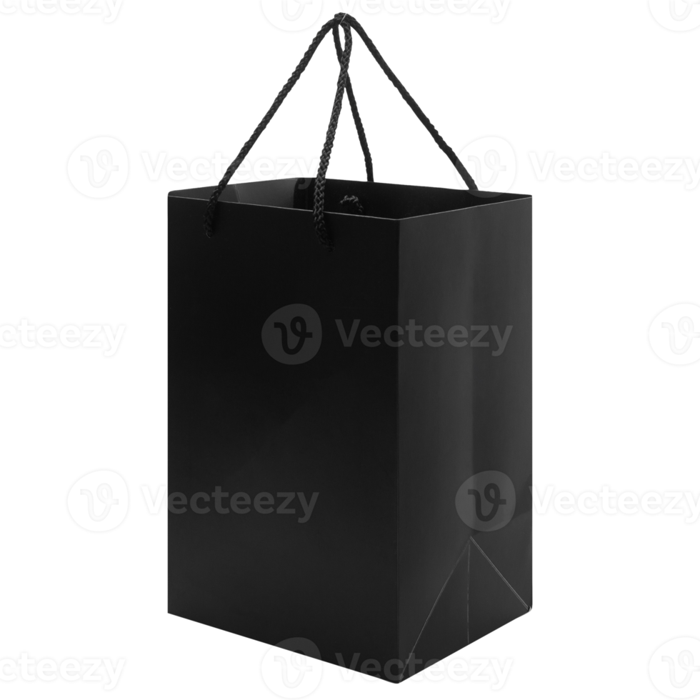 Black paper bag mockup cutout, Png file