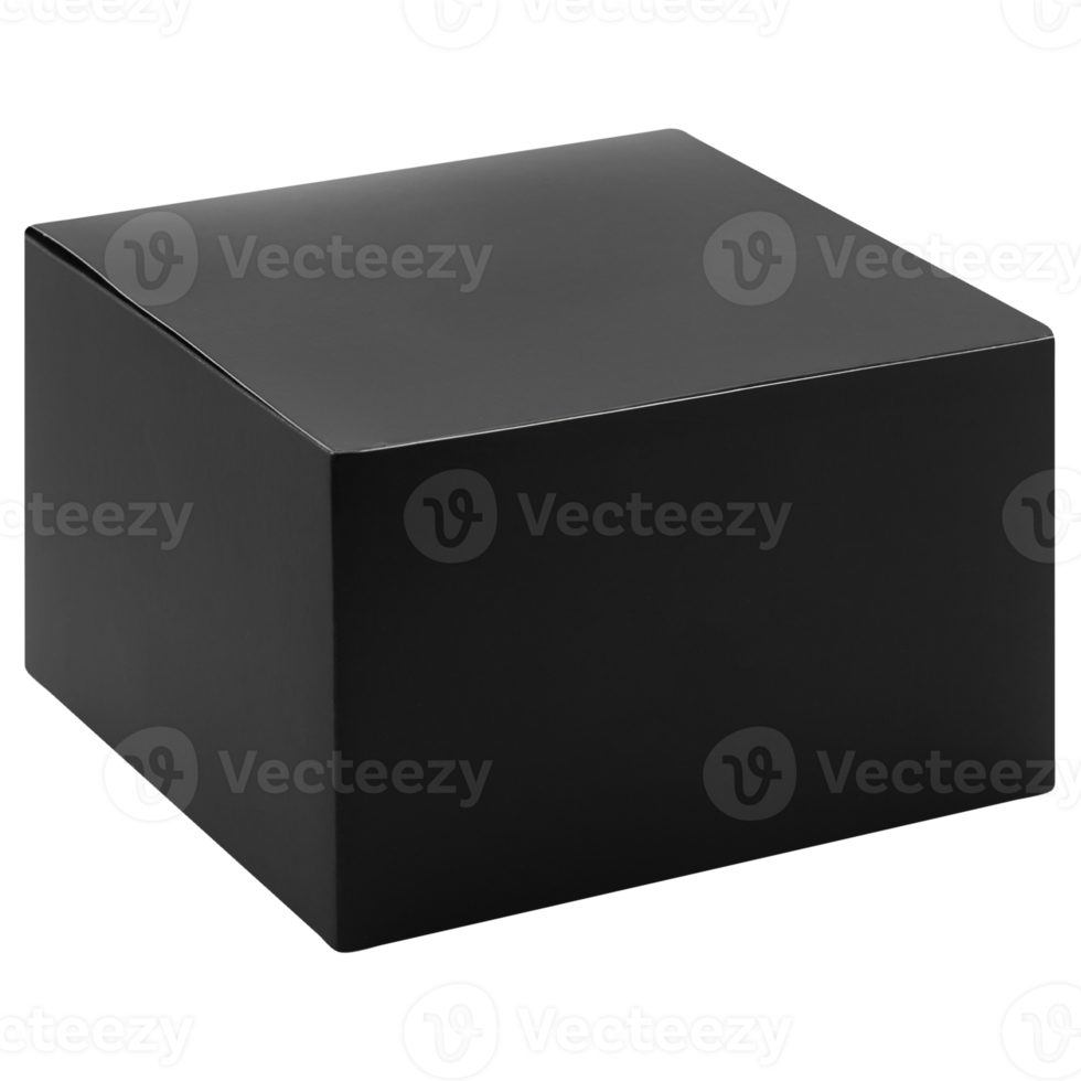 Black packaging box mockup cutout, Png file