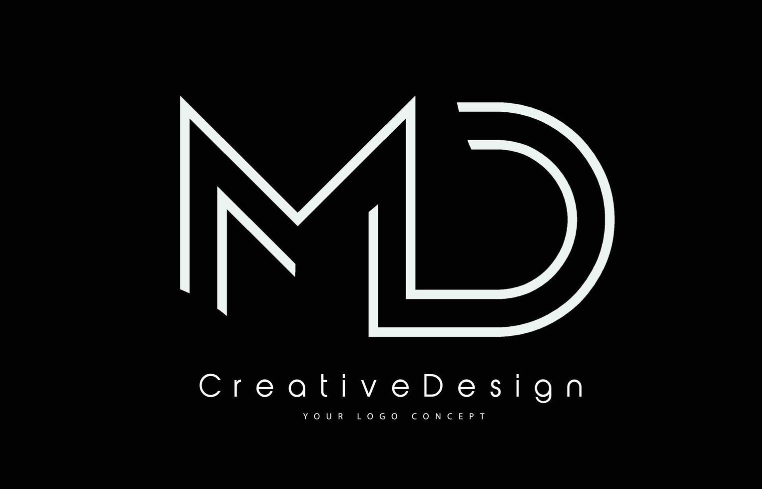 Diseño del logotipo de la letra md md en colores blancos. vector
