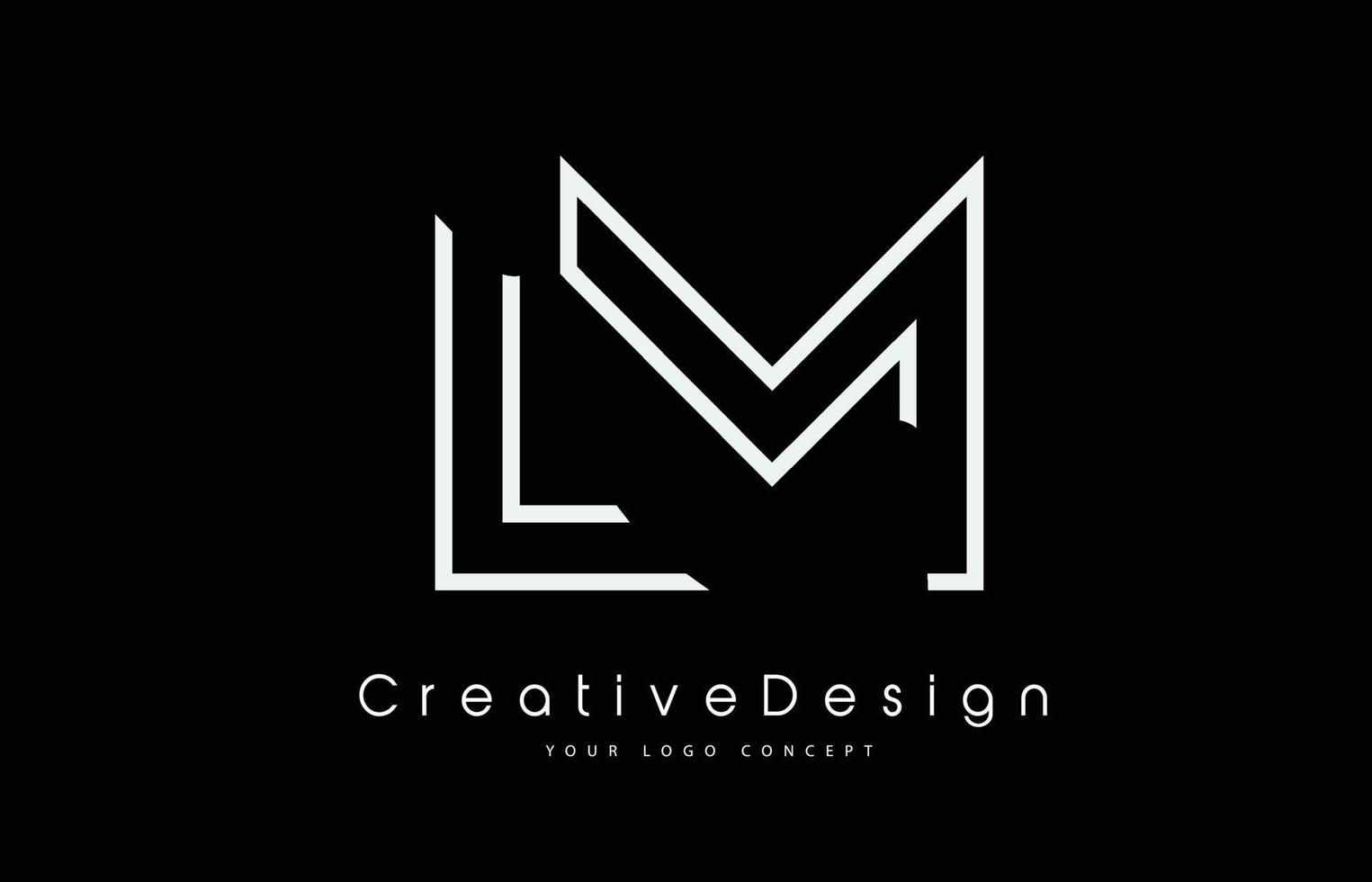 Diseño del logotipo de la letra lm lm en colores blancos. vector