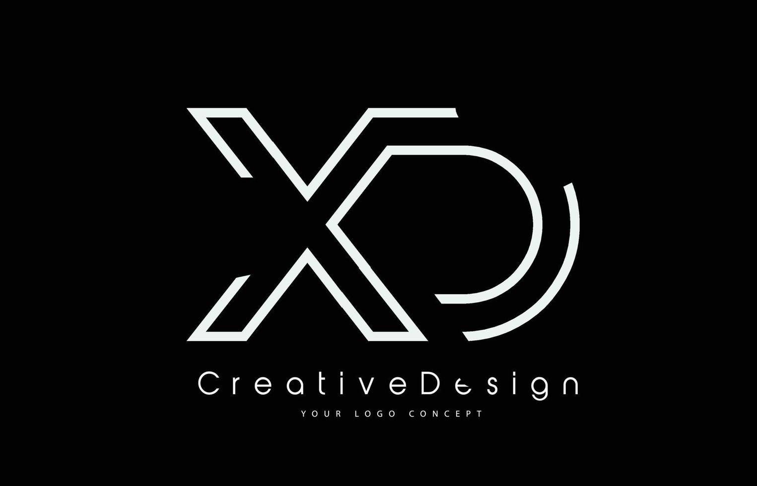 Diseño del logotipo de la letra xd xd en colores blancos. vector