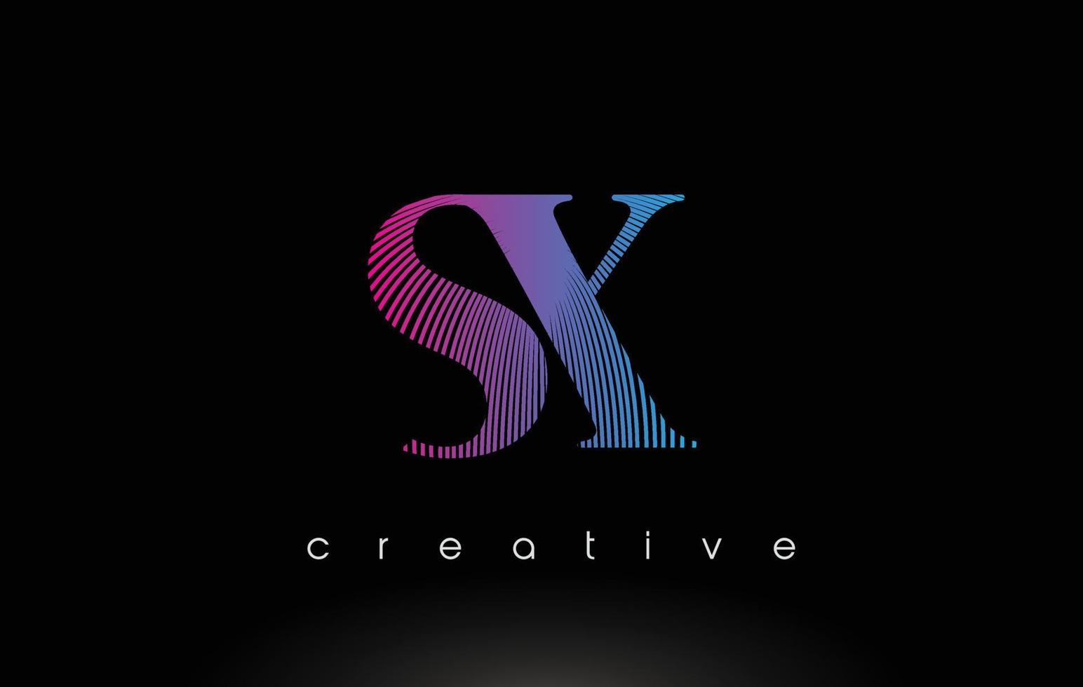 Diseño del logotipo sx con varias líneas y colores azul violeta. vector