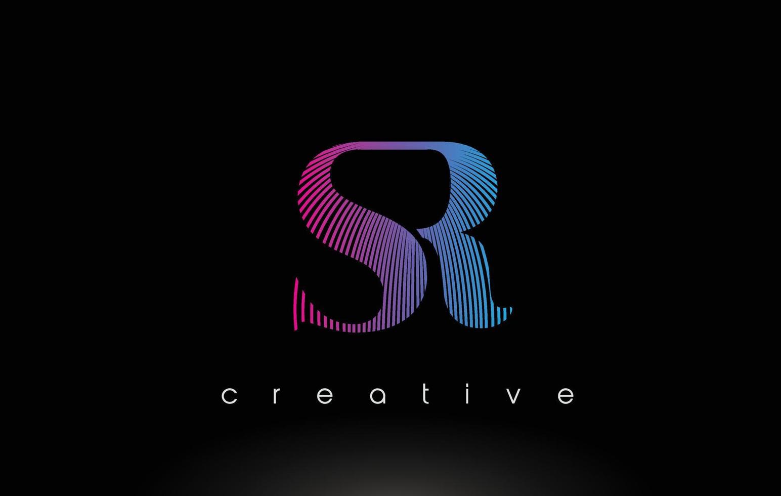 SR Logo Design With Multiple Lines and Purple Blue Colors. vector