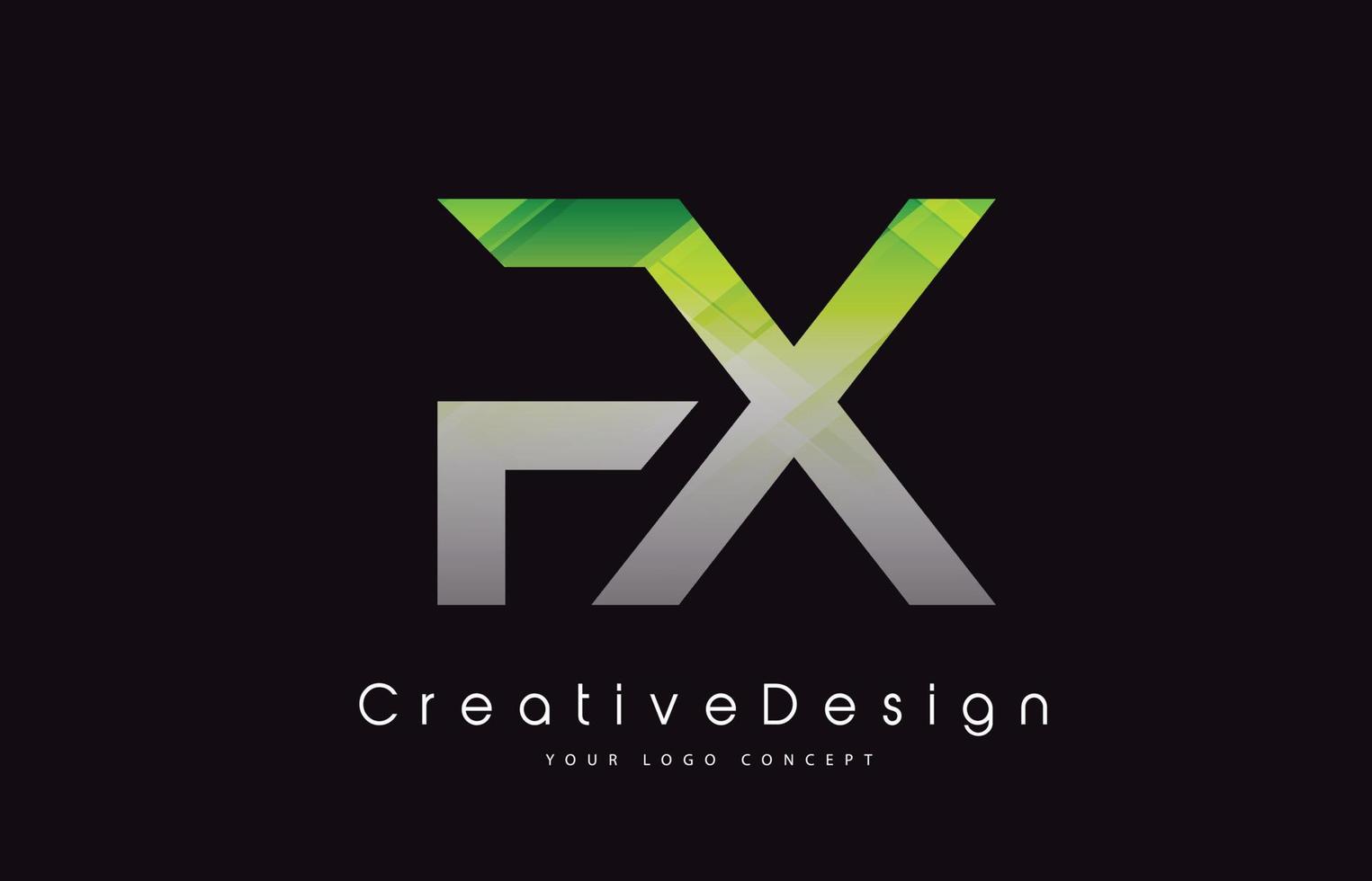 diseño del logotipo de la letra fx. textura verde icono creativo letras modernas vector logo.