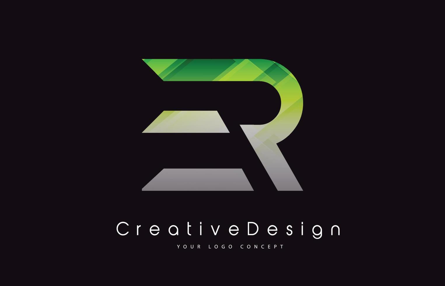 diseño del logotipo de la letra er. textura verde icono creativo letras modernas vector logo.