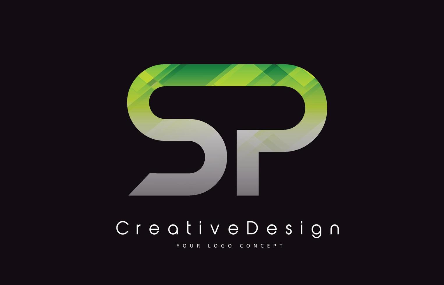 SP Letter Logo Design. Green Texture Creative Icon Modern Letters Vector Logo.