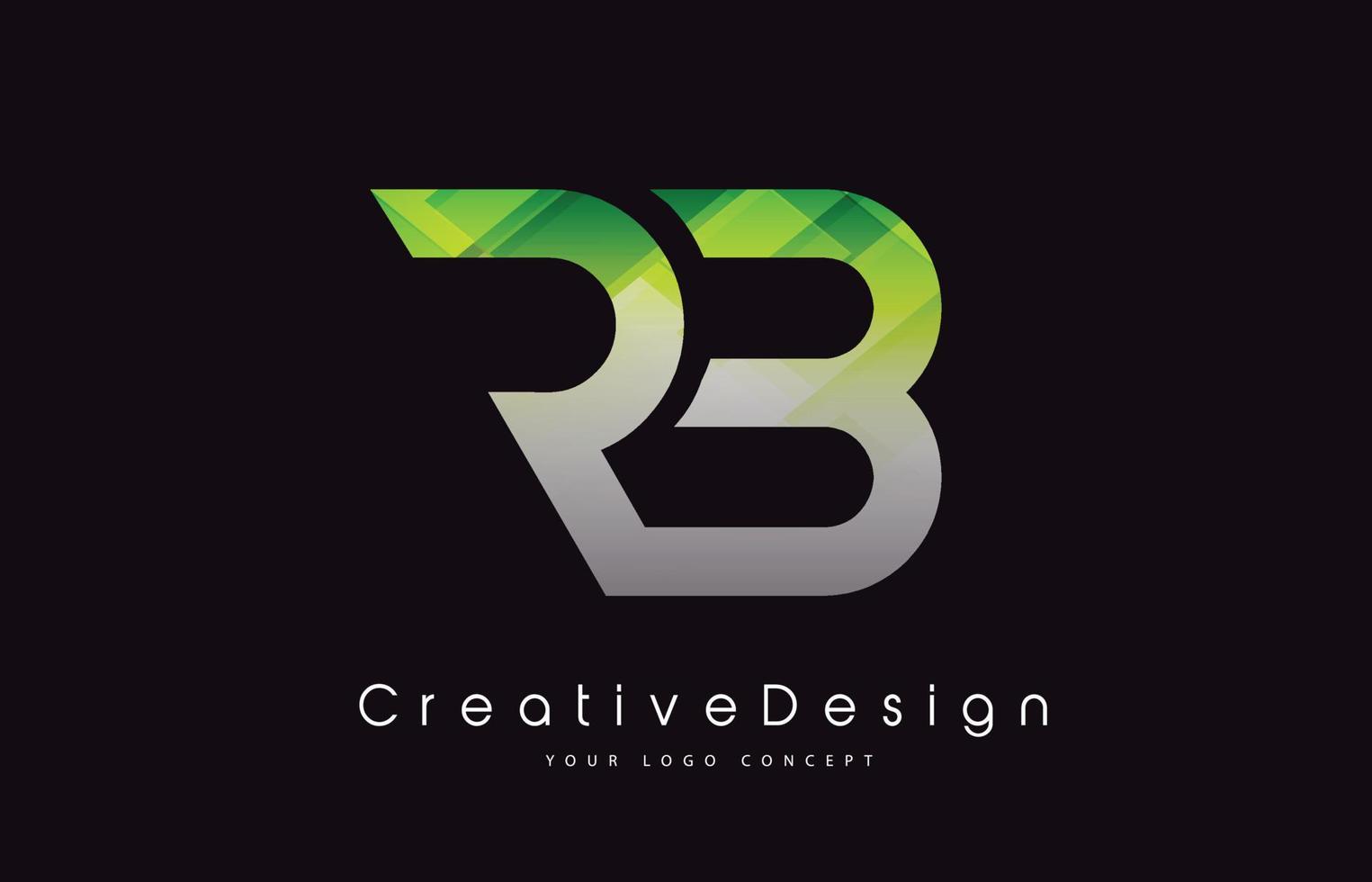 diseño del logotipo de la letra rb. textura verde icono creativo letras modernas vector logo.