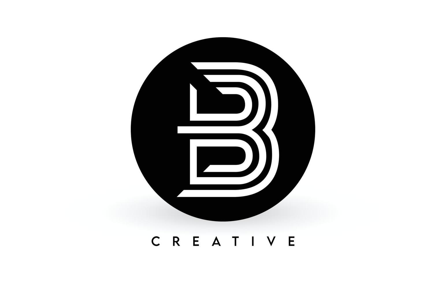 diseño del logotipo de la letra b en un círculo negro. líneas blancas creativas un vector de icono de logotipo de letra