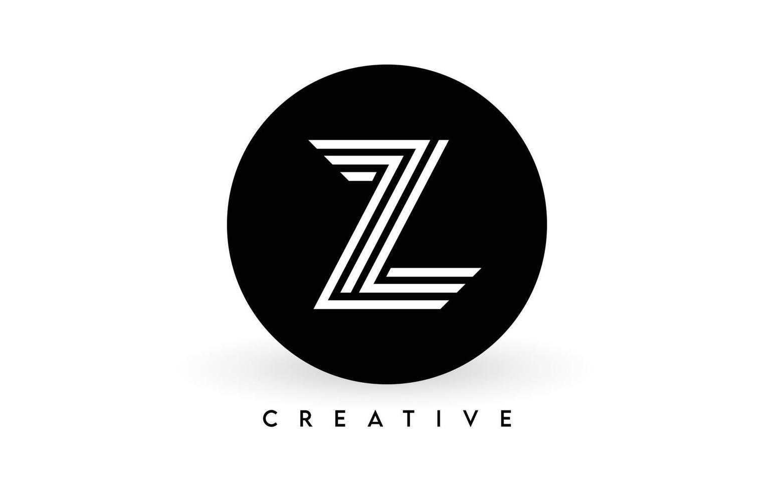 diseño del logotipo de la letra z en un círculo negro. líneas blancas creativas un vector de icono de logotipo de letra